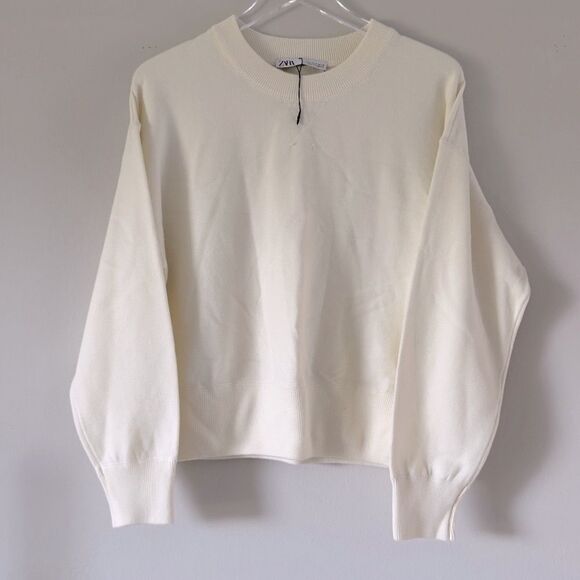 ⭕️ Zara Off-White Knit Top Sweater - Picture 2 of 6